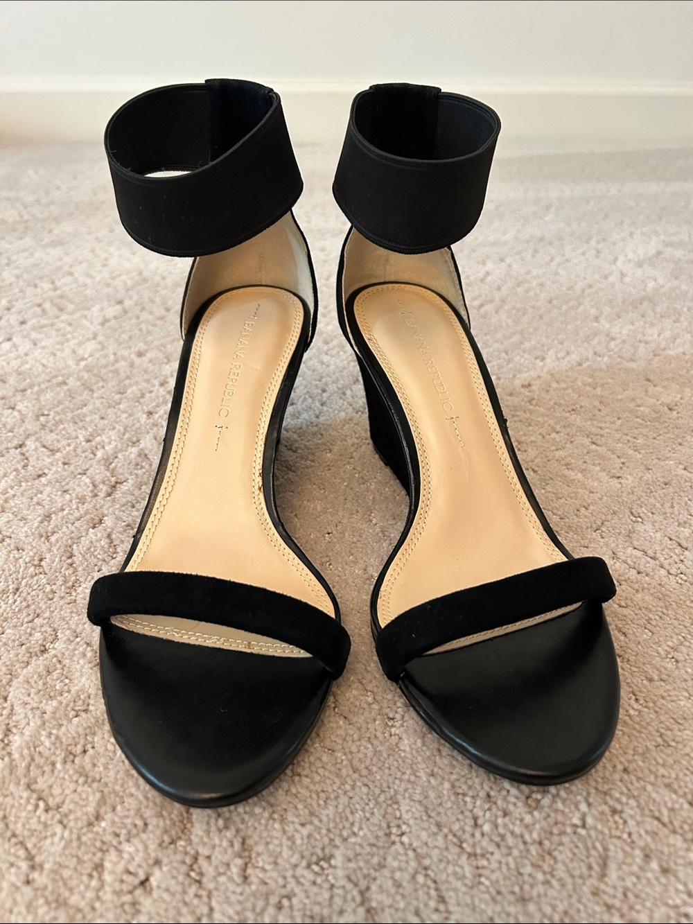 Banana Republic Black Ankle-Strap Wedge Sandals